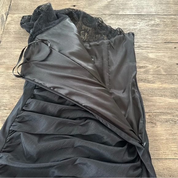 Vintage Jessica McClintock sz 8 One Shoulder Lace Cocktail Dress Ruched Stretch - Picture 16 of 16